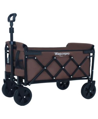 Expandable Dual Layer Collapsible Utility Wagon,220 lbs Heavy Duty Steel Frame Cart for Camping Shopping Gardening Beach Outdoor Use