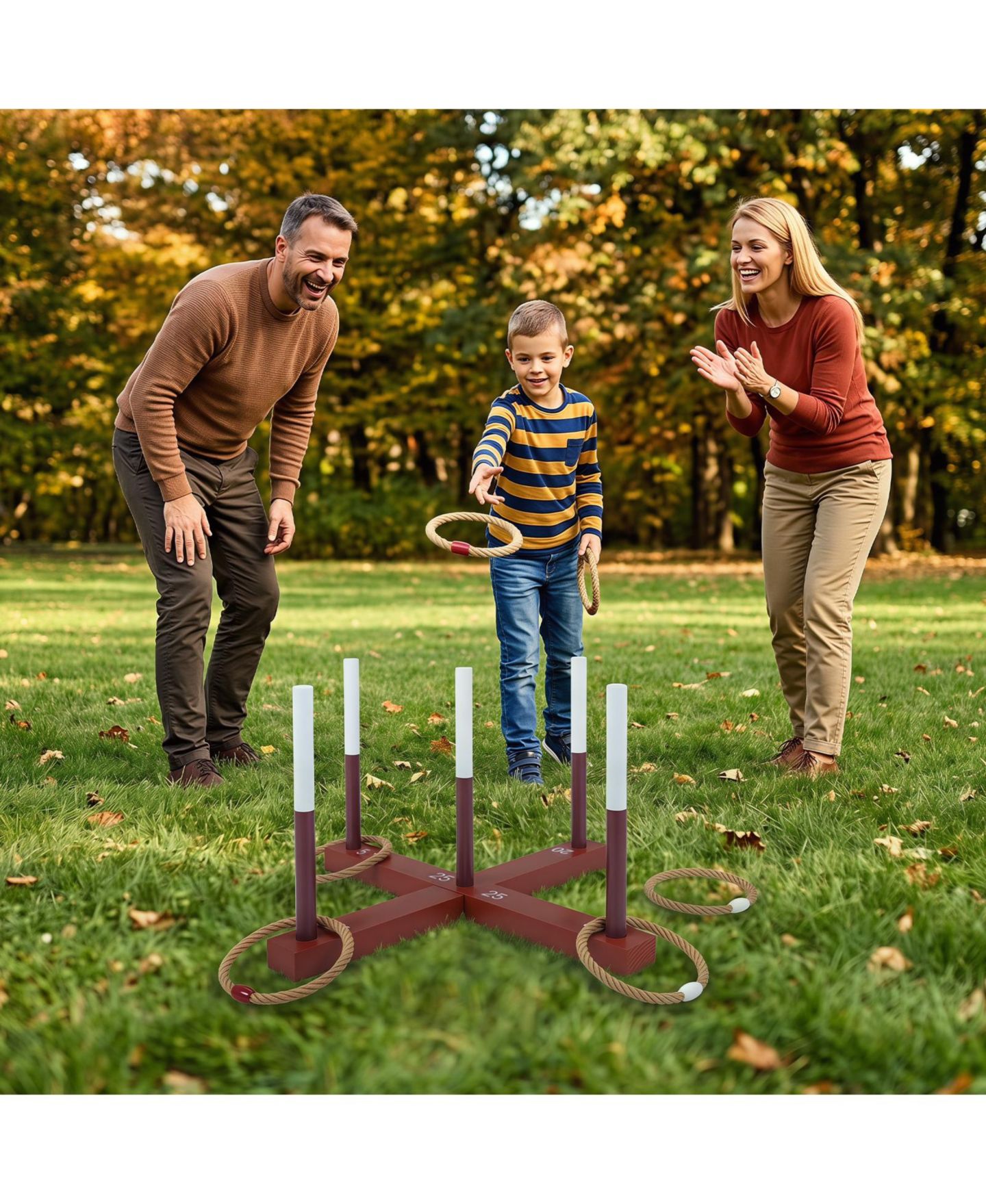 Детские игрушки Costway Ring Toss Game, Wood Lawn Game with 6 Rings, от 3 лет, цвет: Коричневый — фото 5