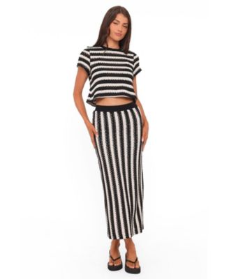 Women's Jaden Stripe Crop Short-Sleeve Top and Skirt, 2-Piece Set