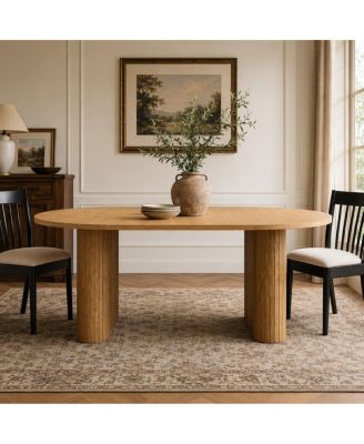 70.87" Oval Kitchen Table, Dining Table for 4-8, Pedestal Base Table