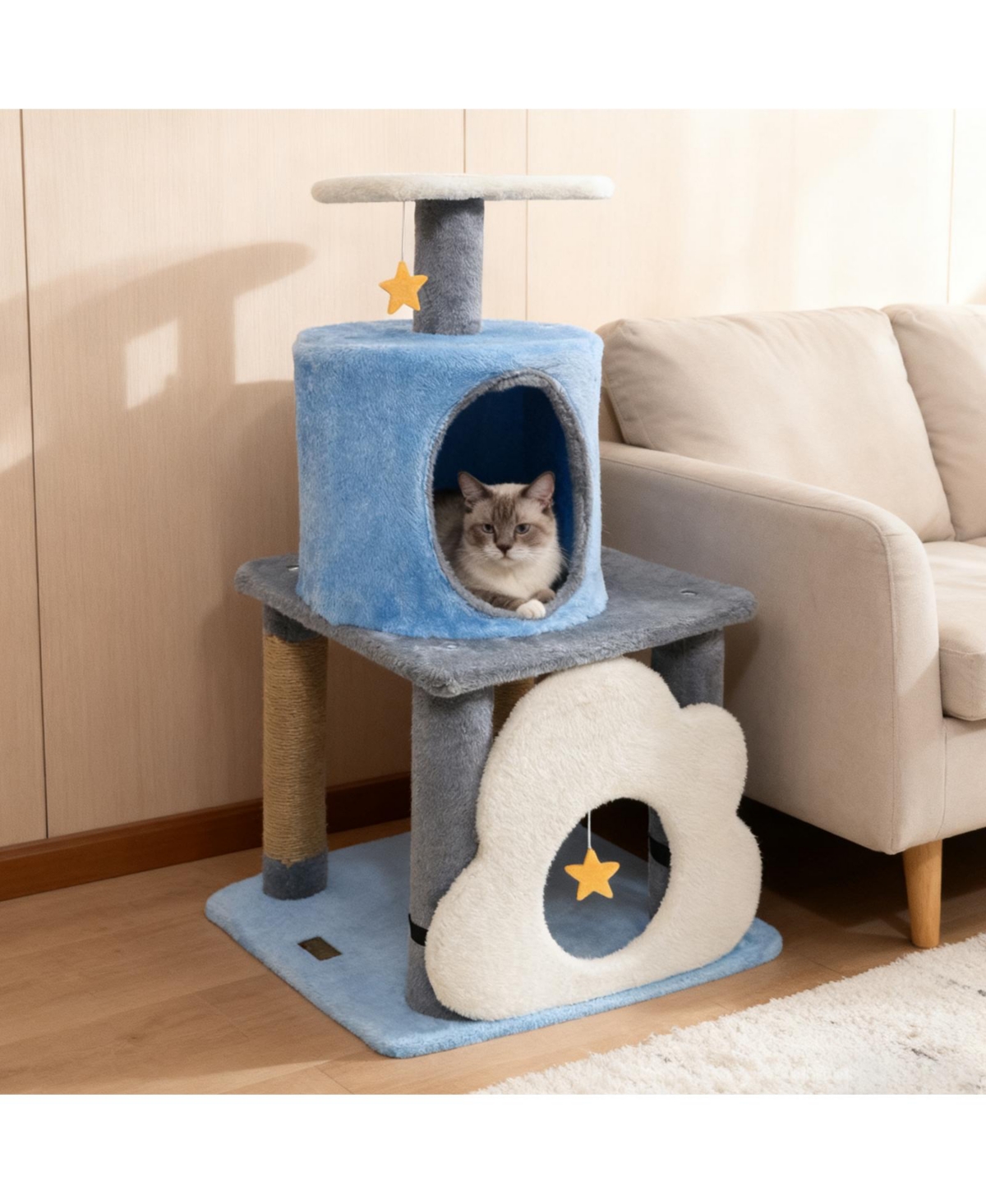 Zeny 31.5in Cute Modern Cat Tree Multi-Level Kitten Tower