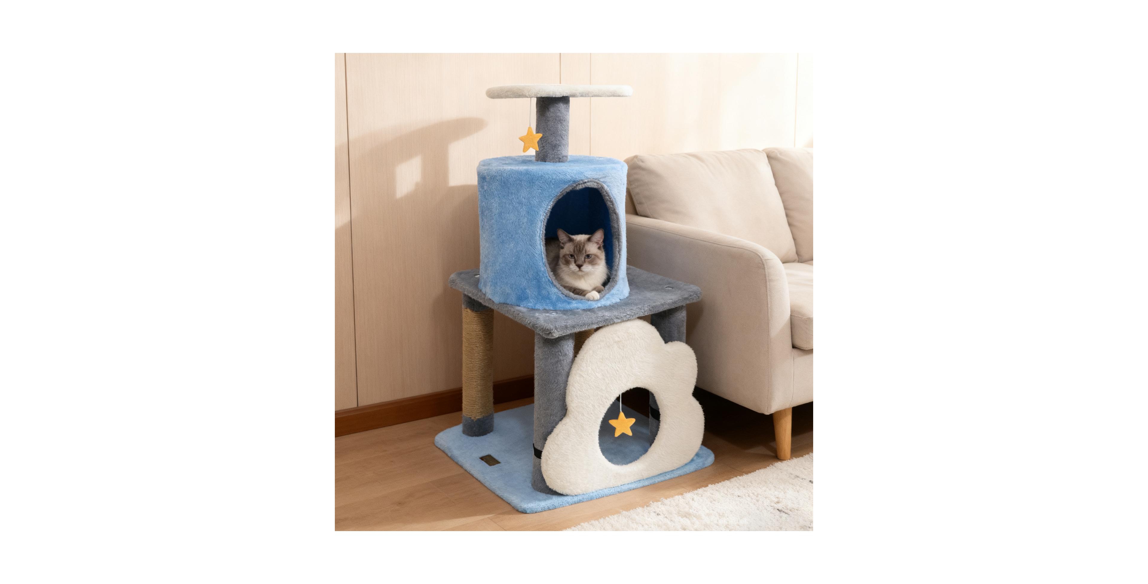 Zeny 31.5in Cute Modern Cat Tree Multi-Level Kitten Tower