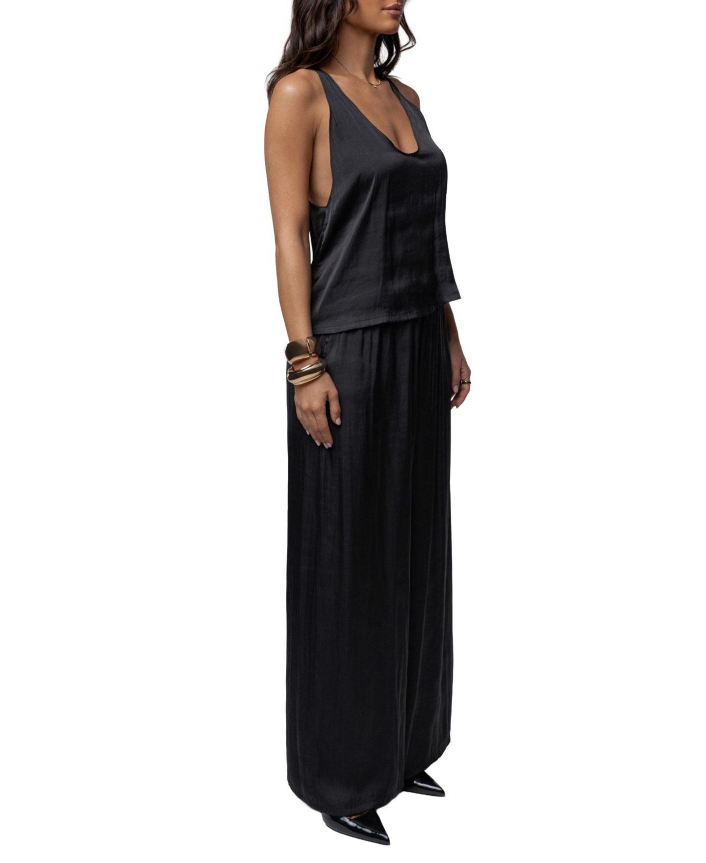 Женский топ JLUXLABEL Open Coast Scoop Neck Satin, цвет: Чёрный — фото 4
