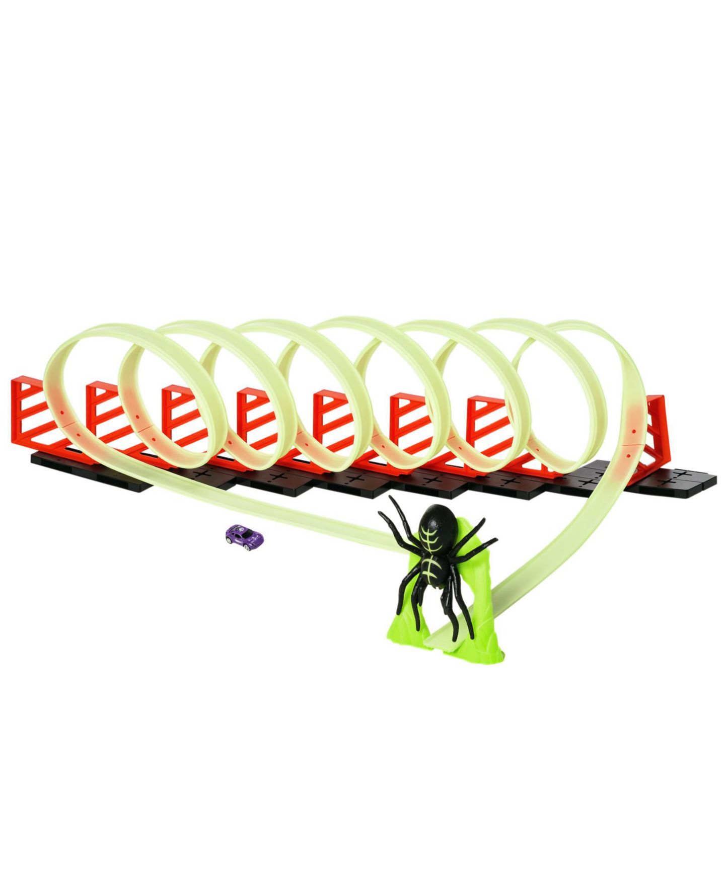 Детские игрушки Glintex Glow-in-the-Dark Pull-Back Car Spider Model Race Track Set, цвет: Зелёный — фото 1
