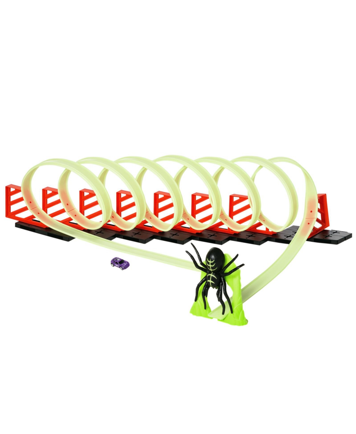 Glintex Glow-in-the-Dark Pull-Back Car Spider Model Race Track Set