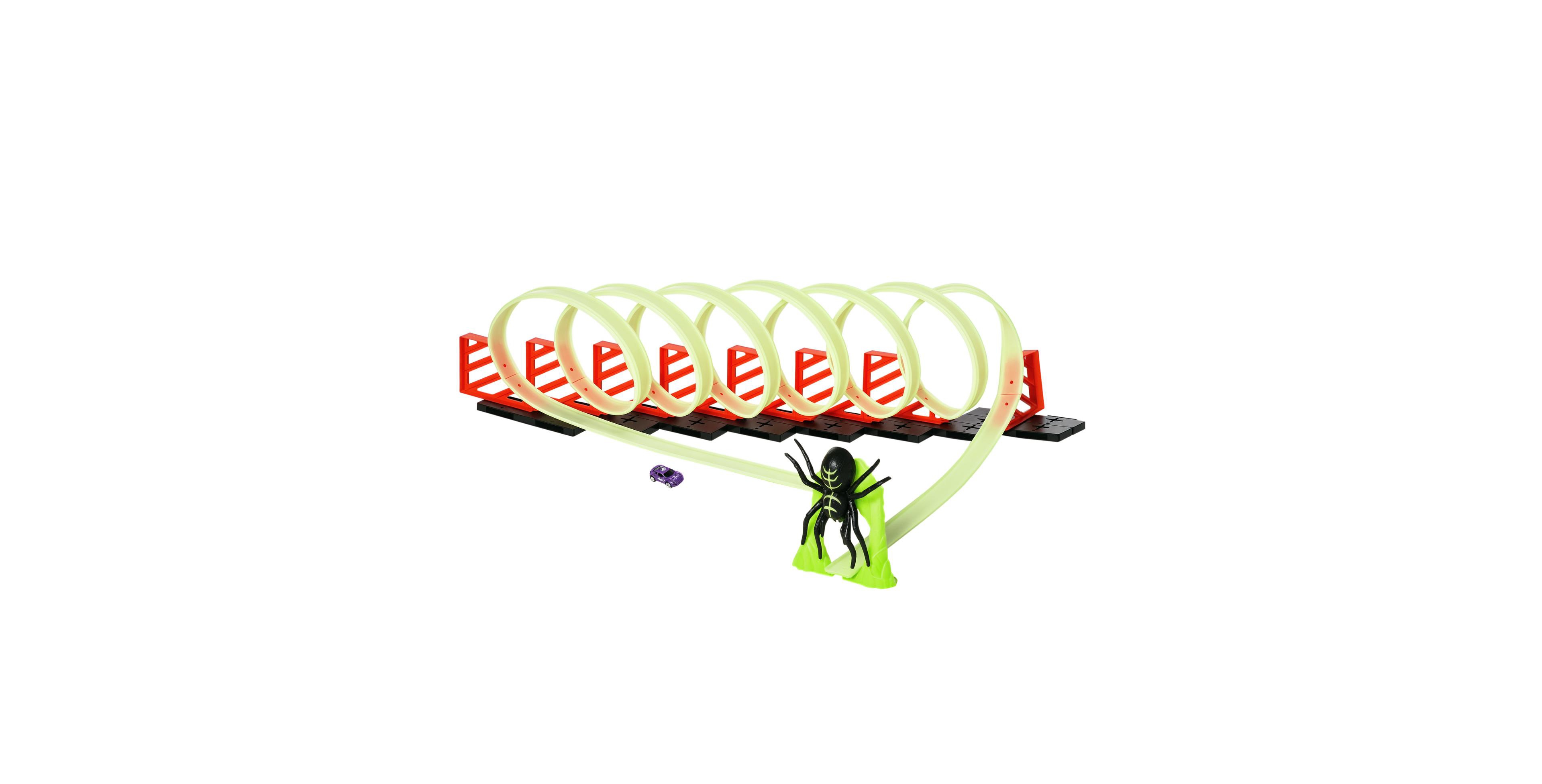 Glintex Glow-in-the-Dark Pull-Back Car Spider Model Race Track Set