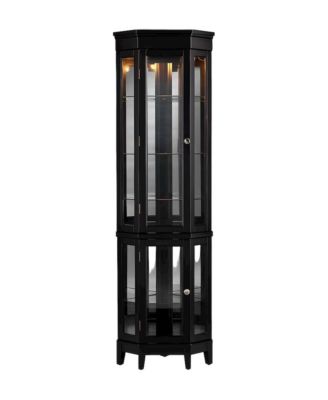 Corner Curio Cabinet with Tempered Glass Doors and LED Lighting, 6 Shelves