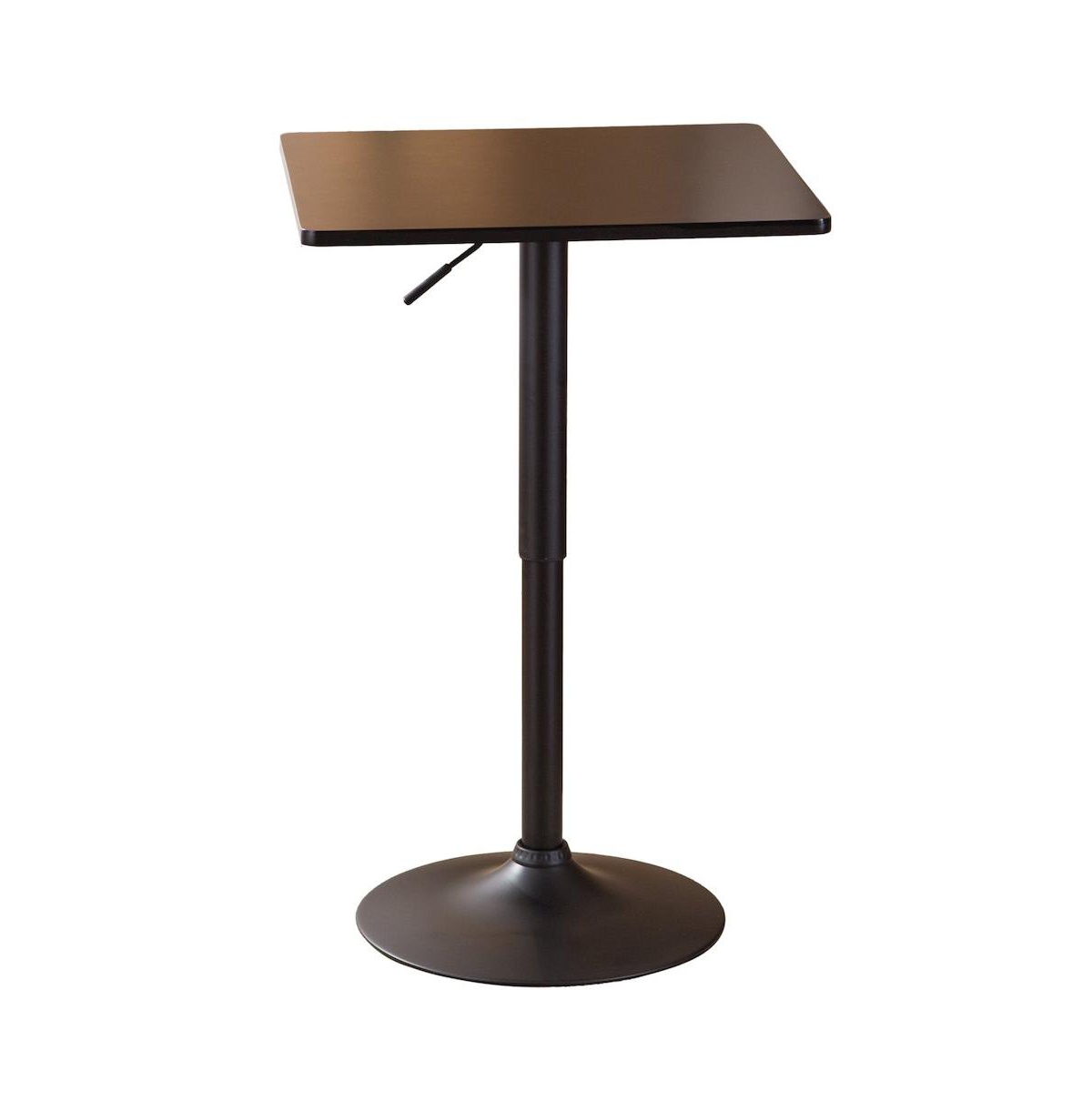 Roundhill Furniture Belham Square Top Adjustable Height with Leg Base Metal Bar Table - Black