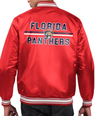 Men's Red Florida Panthers Printed Team Logo Satin Varsity Full-Snap Jacket