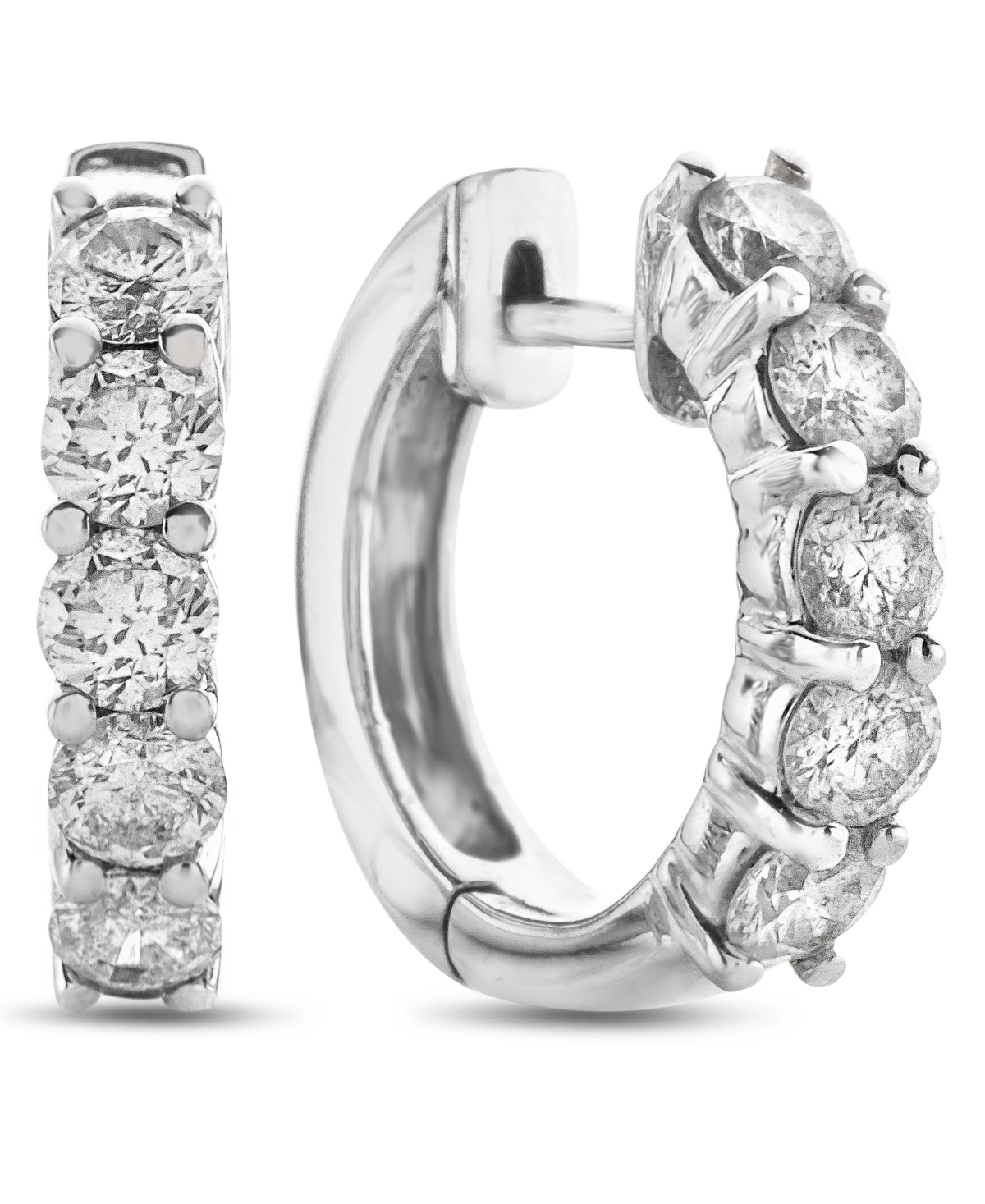 Macy's Diamond Hoop Earrings (1 1/2 ct. t.w.) in 14k White Gold