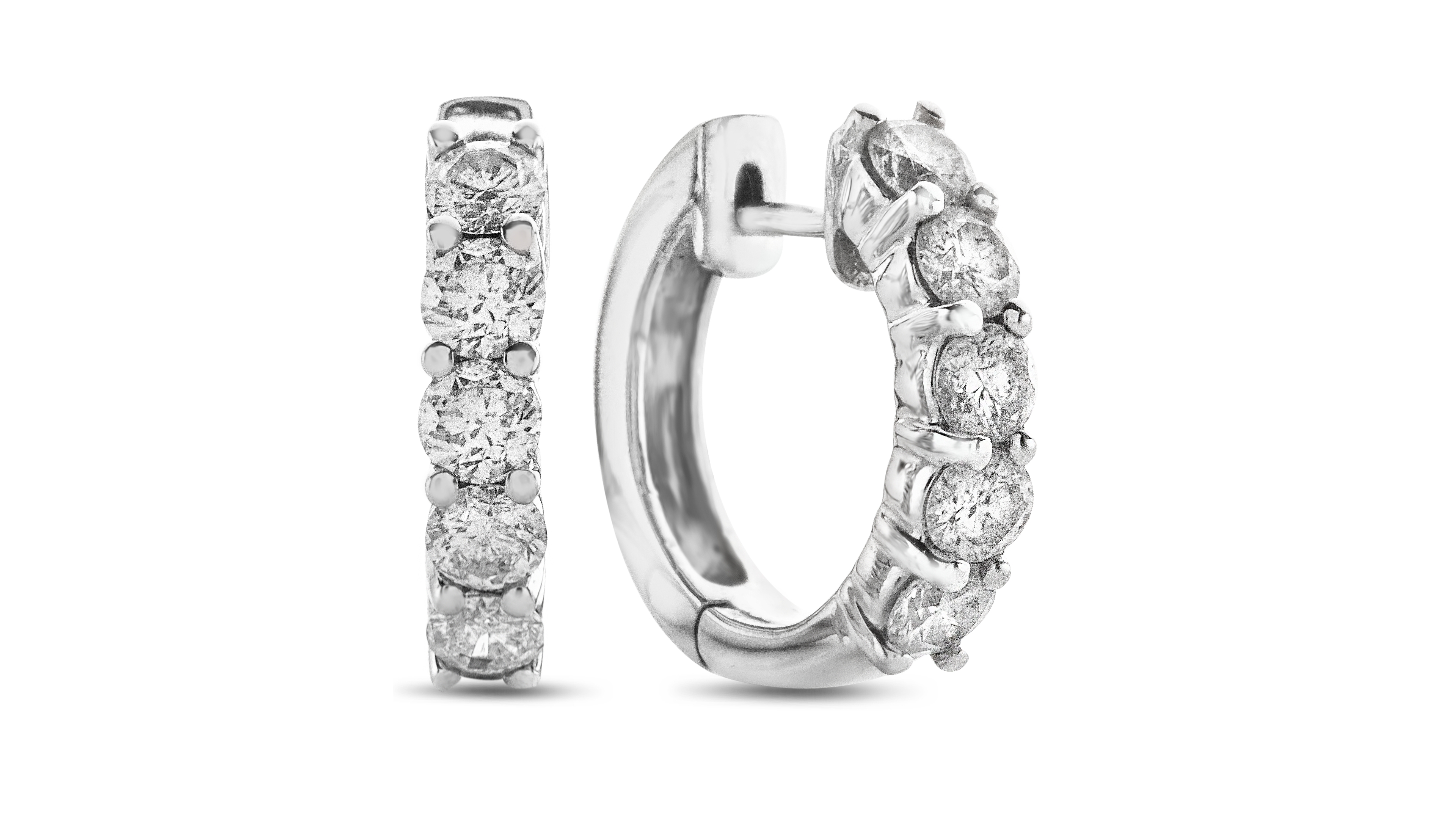 Macy's Diamond Hoop Earrings (1 1/2 ct. t.w.) in 14k White Gold
