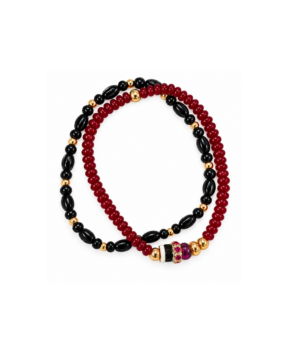 Unwritten Cubic Zirconia Gold-Tone Beaded Stretch Bracelet, 2-Piece Set