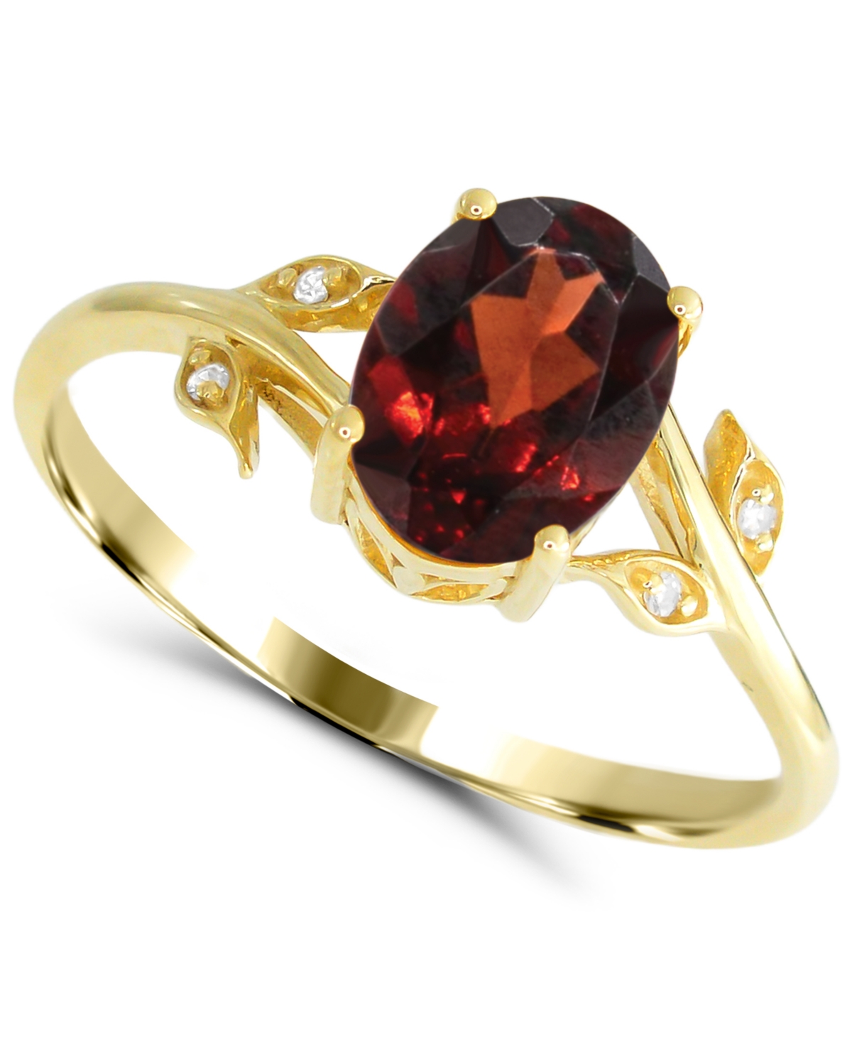 Macy's Garnet (1-1/5 ct. t.w.) and Diamond Accent Ring in 14k Gold-Plated Sterling Silver - Red