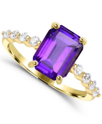 Amethyst Cocktail & Statement Ring (1-1/5 ct. t.w. Amethyst and 1/10 ct. t.w. White Topaz) in 14k Gold-Plated Sterling Silver
