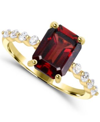 Garnet (1-1/5 ct. t.w.) and White Topaz (1/10 ct. t.w.) Cocktail Ring in 14k Gold-Plated Sterling Silver