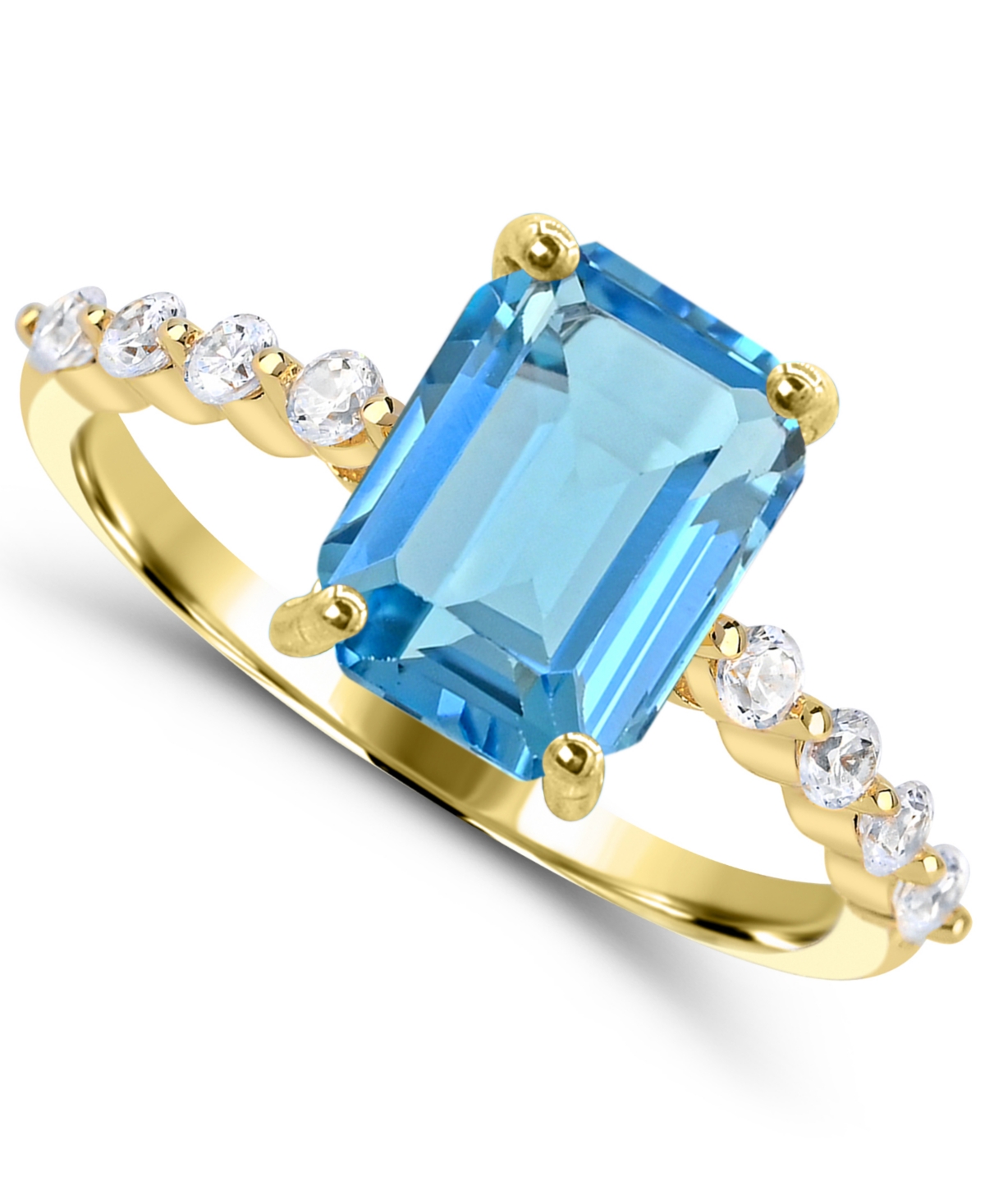 Macy's Swiss Blue Topaz and White Topaz Ring (1-1/2 ct. t.w.) in 14k Gold-Plated Sterling Silver - Blue