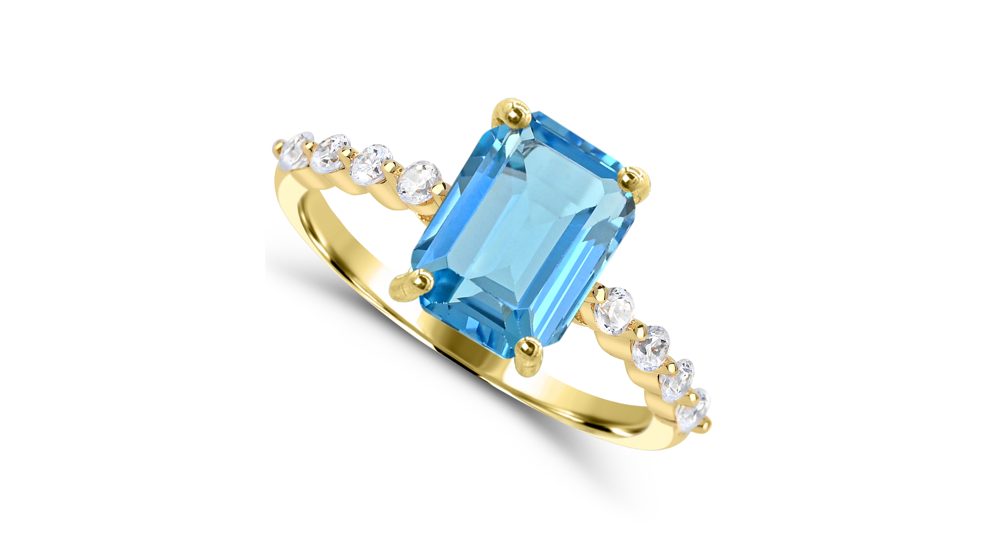 Macy's Swiss Blue Topaz and White Topaz Ring (1-1/2 ct. t.w.) in 14k Gold-Plated Sterling Silver