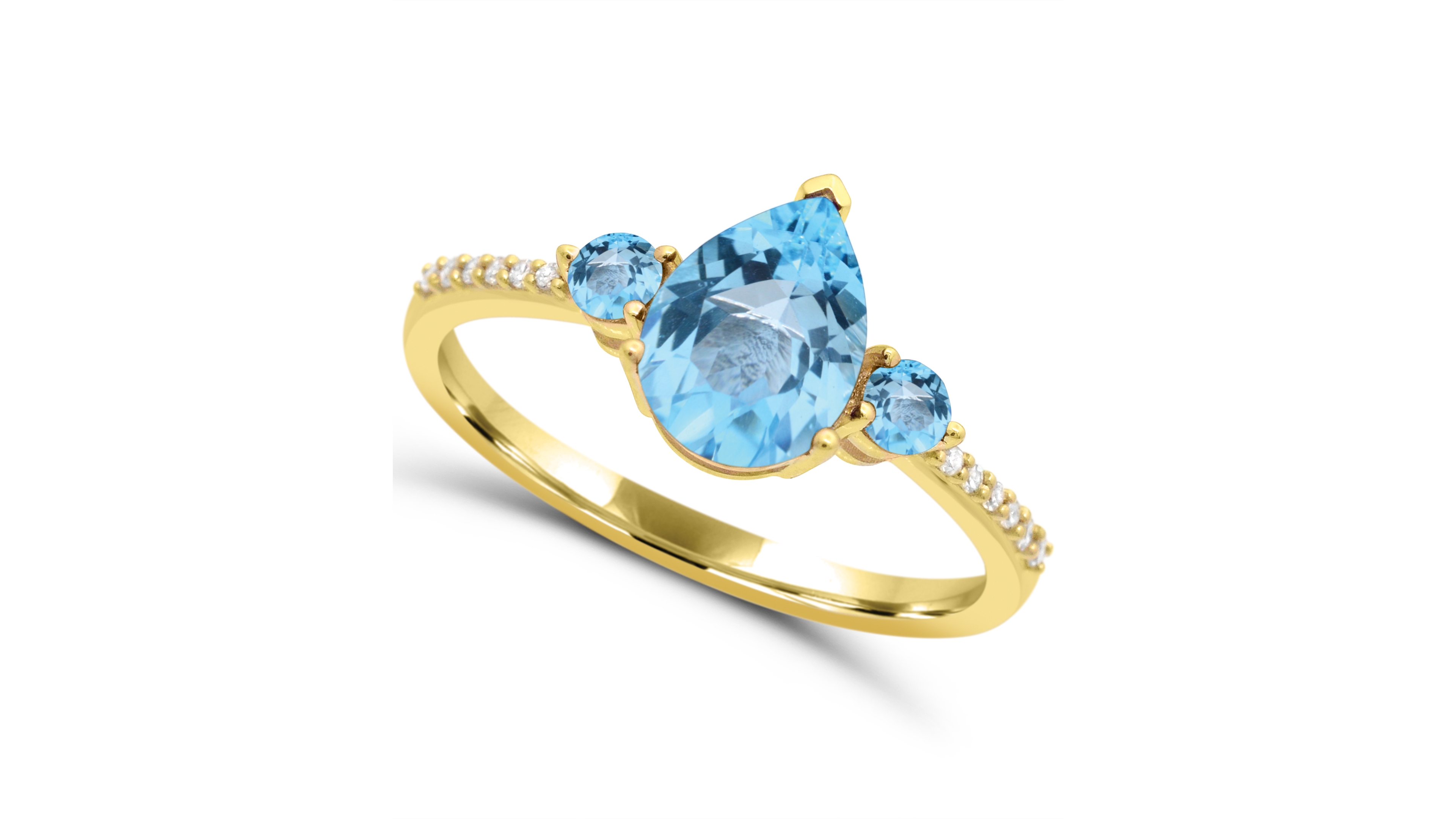 Macy's Blue Topaz (1-1/6 ct. t.w.) and Diamond Accent Cocktail & Statement Ring in 14k Gold-Plated Sterling Silver