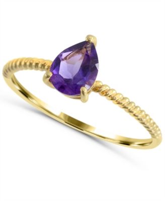 Pear-Cut Amethyst Solitaire Ring (1/2 ct. t.w.) in 14k Gold-Plated Sterling Silver