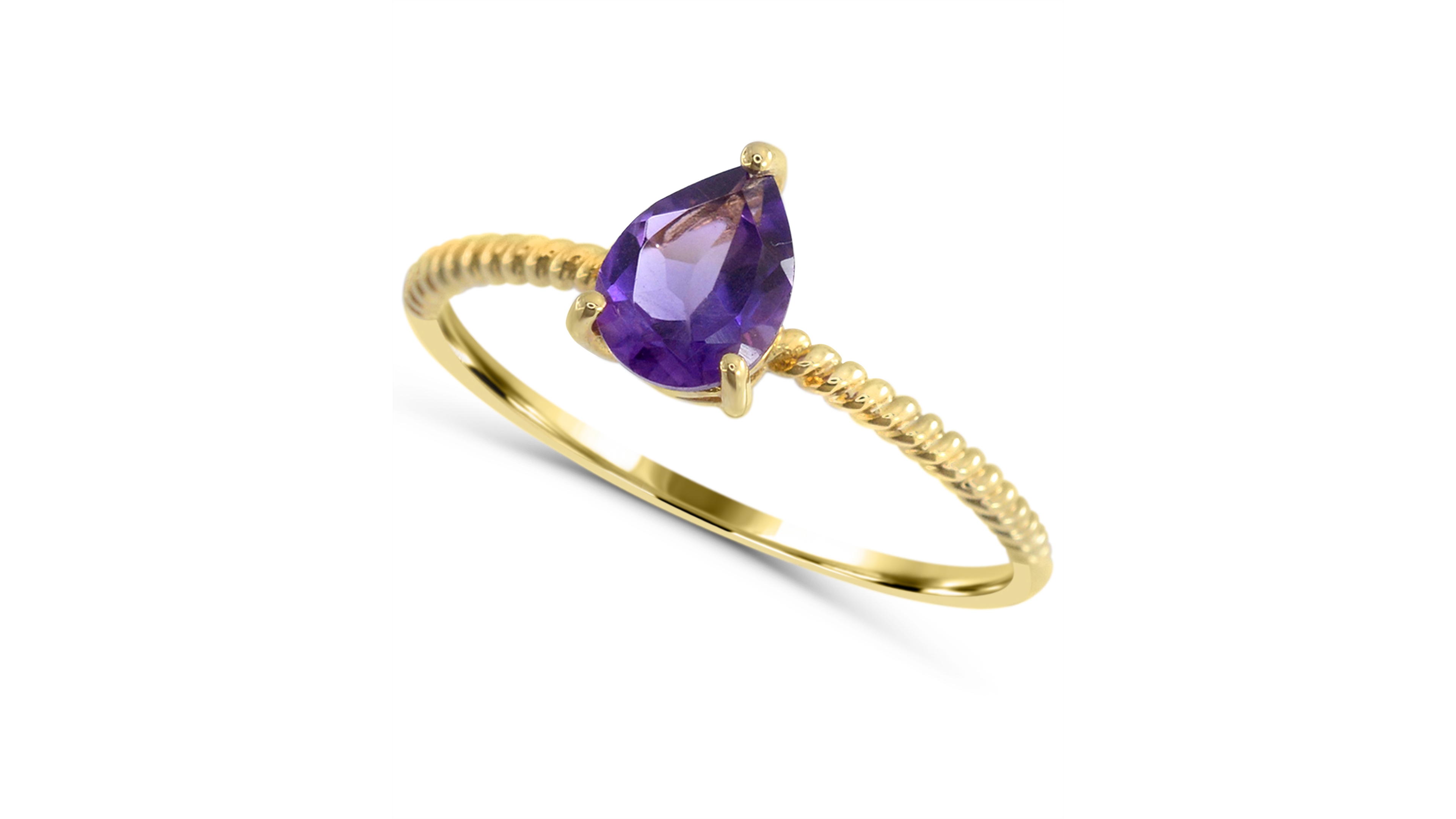 Macy's Pear-Cut Amethyst Solitaire Ring (1/2 ct. t.w.) in 14k Gold-Plated Sterling Silver
