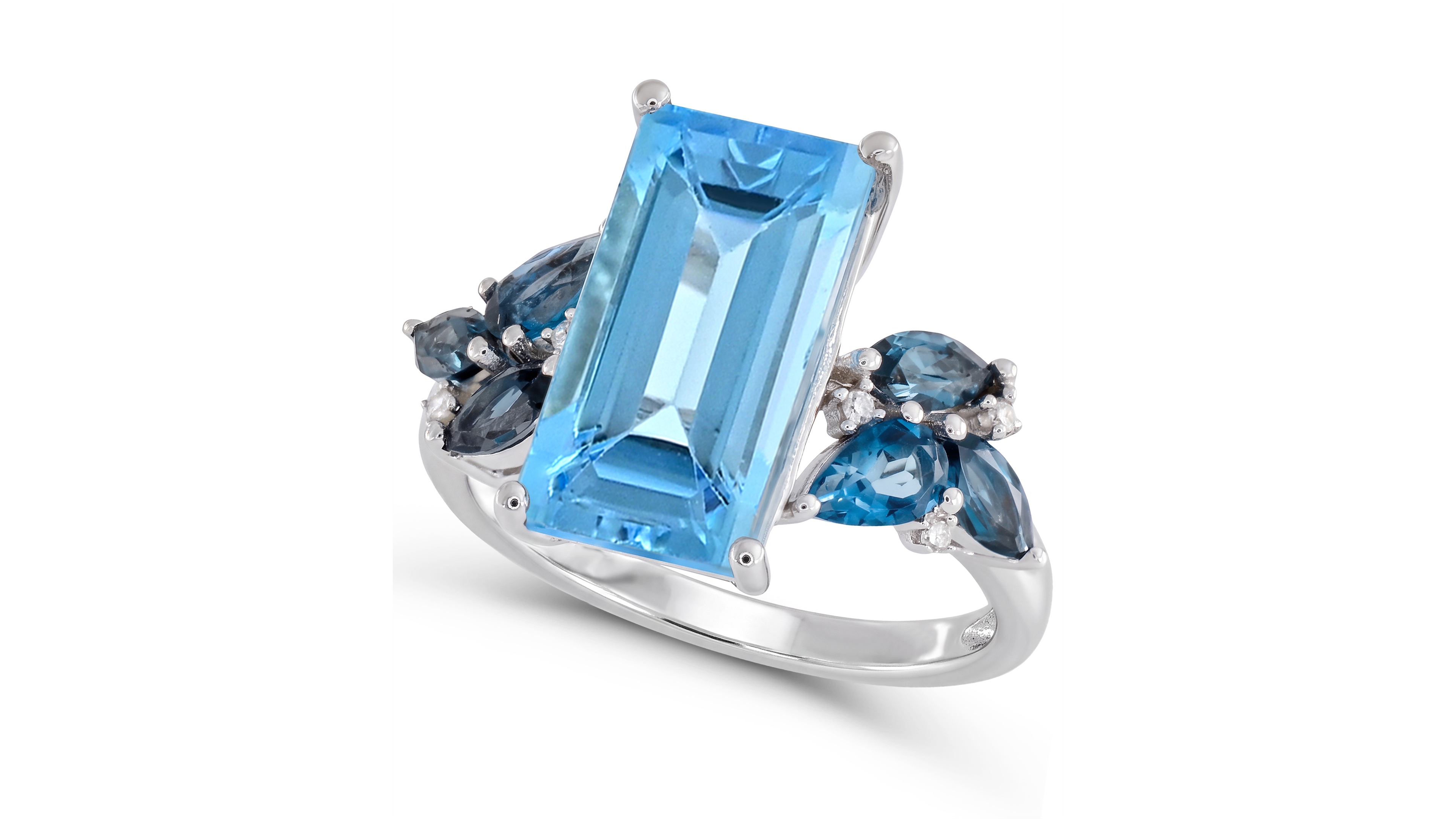Macy's Sky Blue and London Blue Topaz with Diamond Accent Ring (4-1/4 ct. t.w.) in Sterling Silver