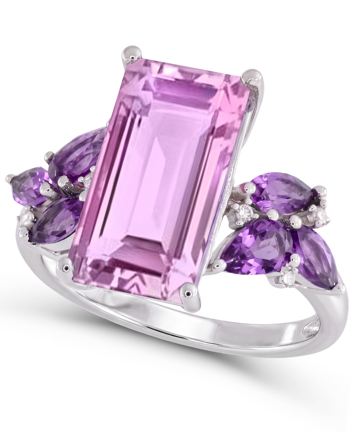 Macy's Rose de France (2-3/4 ct. t.w.), Amethyst (3/4 ct. t.w.) and Diamond Accent Ring in Sterling Silver - Purple