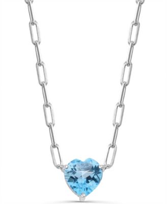 Blue Topaz Heart Pendant Necklace (1-3/4 ct. t.w.) in Sterling Silver