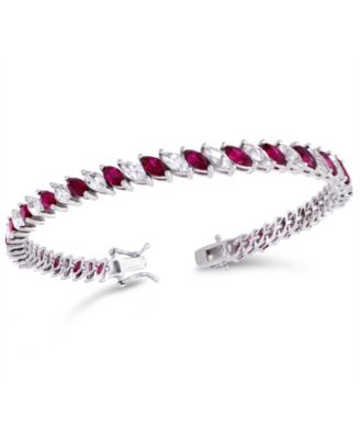 Lab-Grown Ruby and Lab-Grown White Sapphire Tennis Bracelet (7 ct. t.w. Ruby, 7-1/4 ct. t.w. White Sapphire) in Sterling Silver