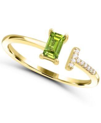 Peridot and Diamond Accent Ring (1/4 ct. t.w.) in 14k Gold-Plated Sterling Silver