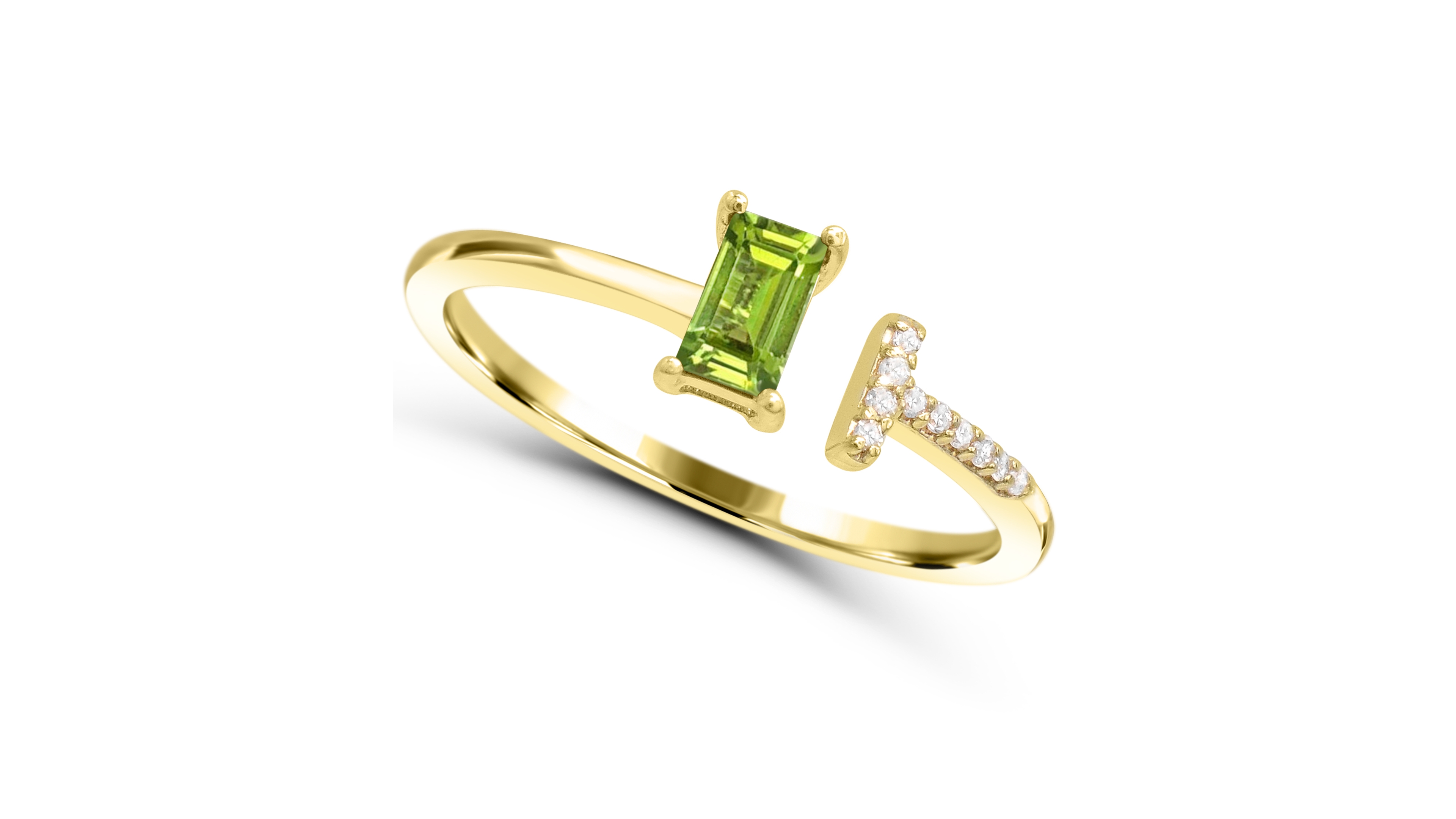 Macy's Peridot and Diamond Accent Ring (1/4 ct. t.w.) in 14k Gold-Plated Sterling Silver
