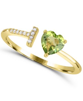Peridot and Diamond Ring (3/8 ct. t.w. Peridot, 1/20 ct. t.w. Diamond) in 14k Gold-Plated Sterling Silver