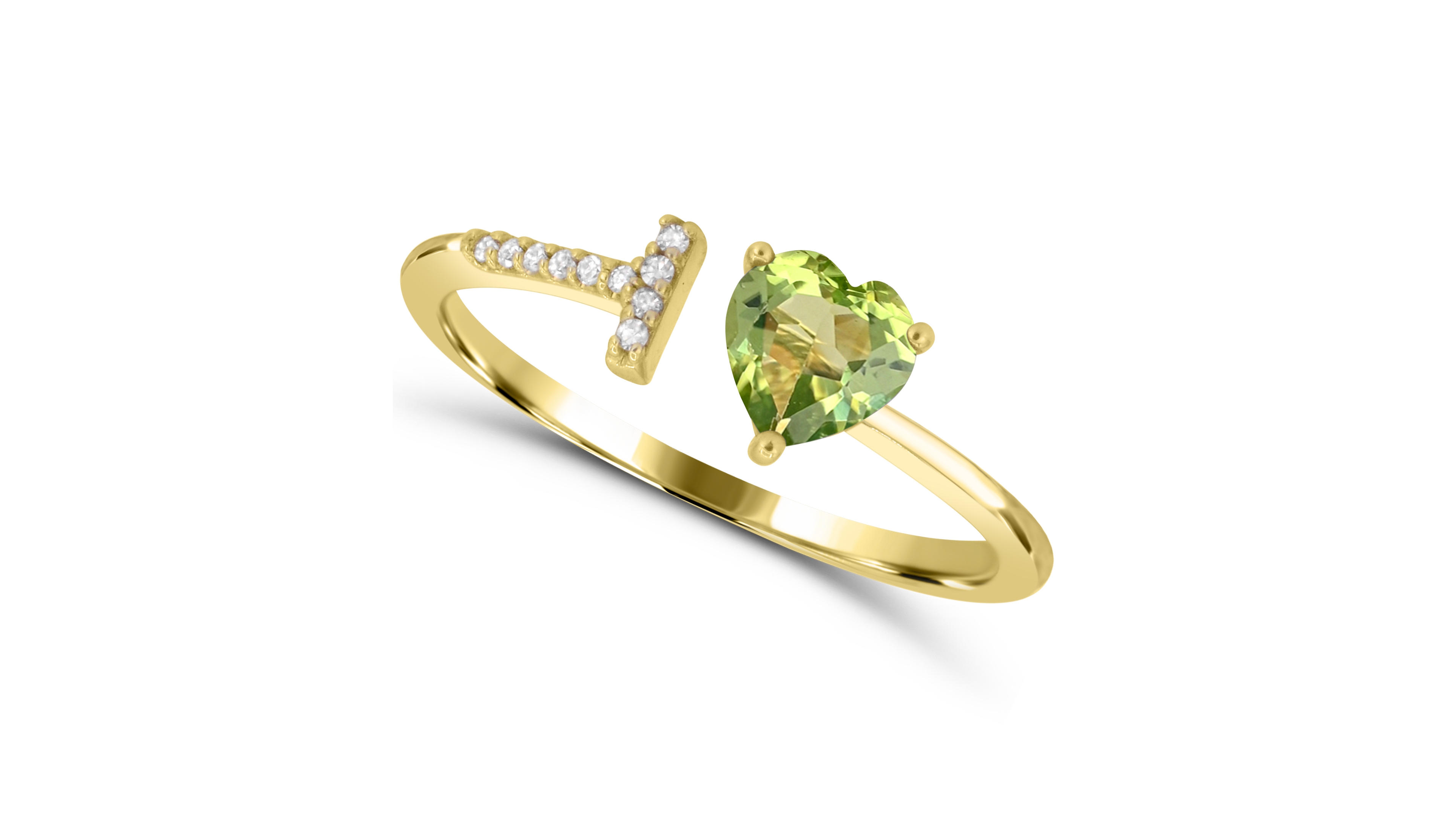 Macy's Peridot and Diamond Ring (3/8 ct. t.w. Peridot, 1/20 ct. t.w. Diamond) in 14k Gold-Plated Sterling Silver