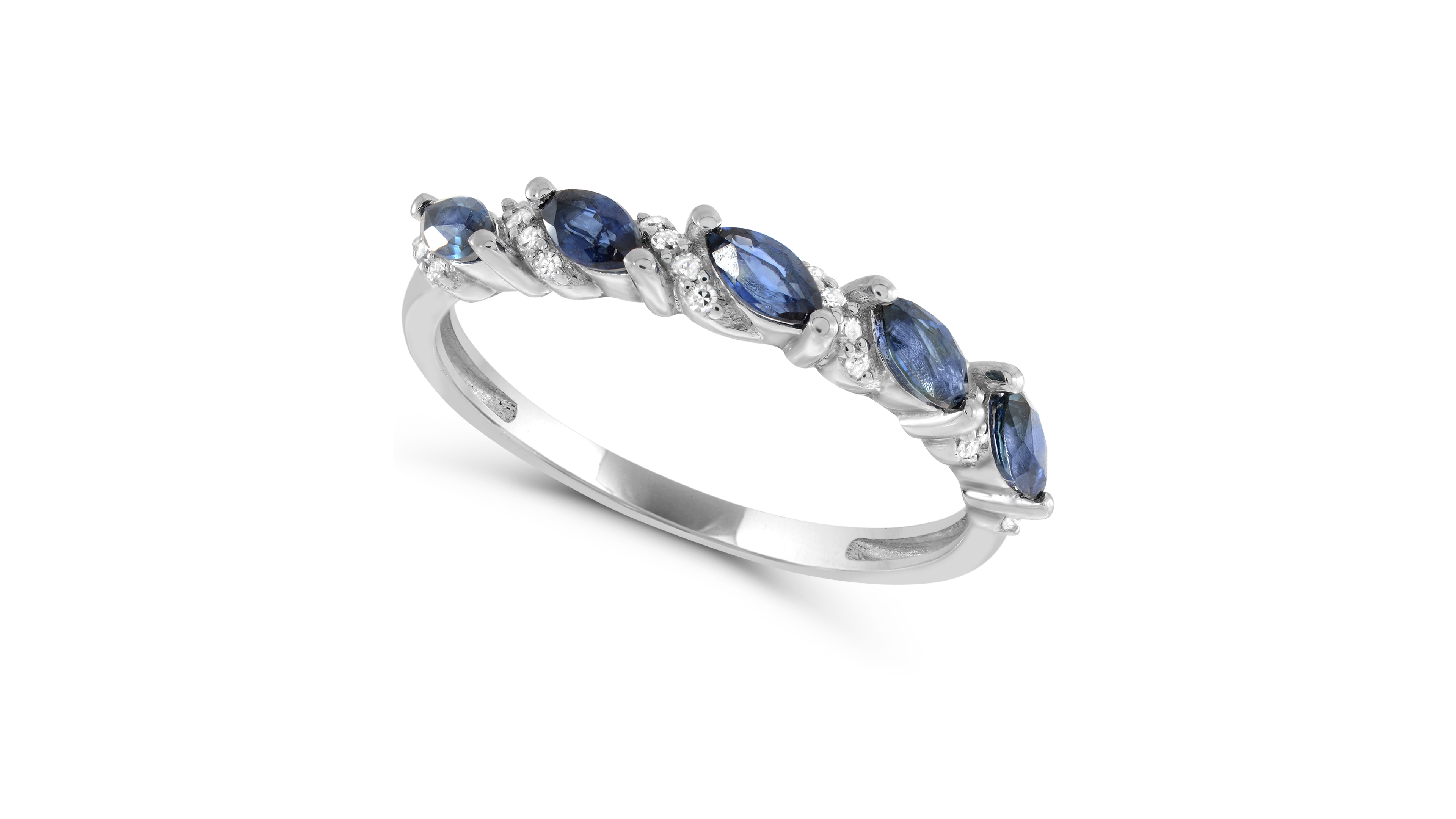 Macy's Lab-Grown Blue Sapphire and Lab-Grown White Sapphire Stackable Band Ring (1/2 ct. t.w. and 1/5 ct. t.w.) in Sterling Silver
