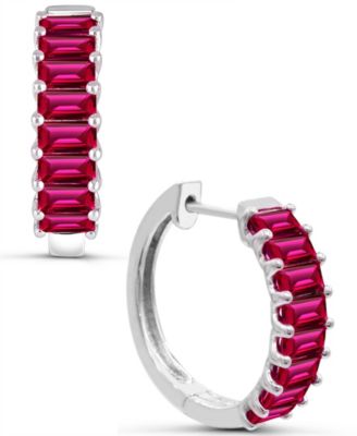 Lab-Grown Ruby Hoop Earrings (2-1/5 ct. t.w.) in Sterling Silver