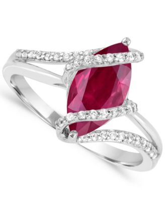 Lab-Grown Ruby and Lab-Grown White Sapphire Ring (1-3/4 ct. t.w. Ruby, 1/3 ct. t.w. White Sapphire) in Sterling Silver