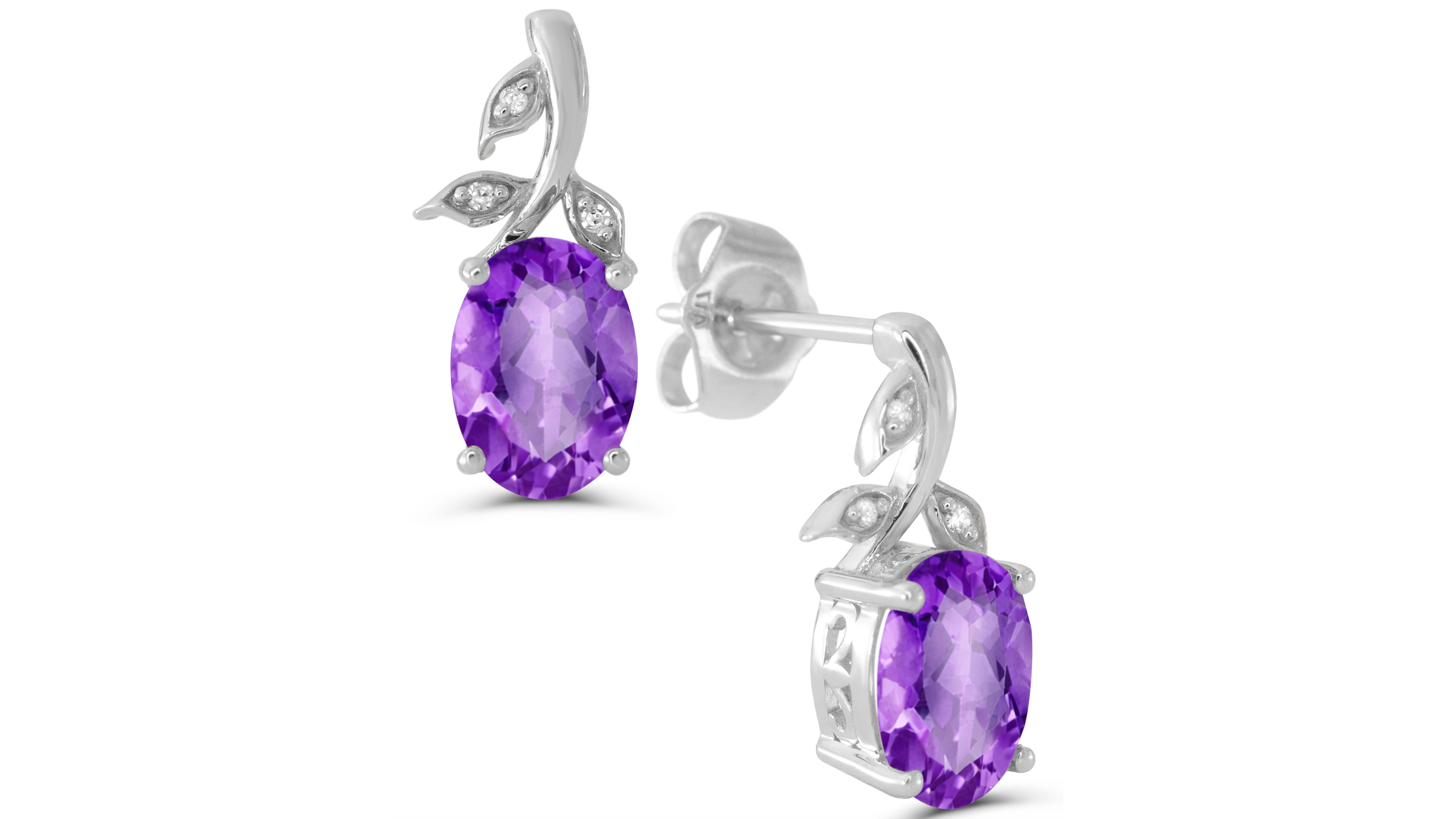 Macy's Amethyst and Diamond Accent Drop Earrings (1-1/8 ct. t.w.) in Sterling Silver
