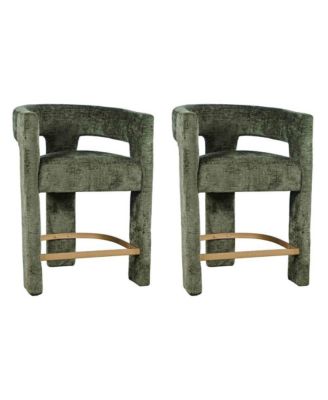 Modern Upholstered Counter Stool, Iron Frame, Set of 2