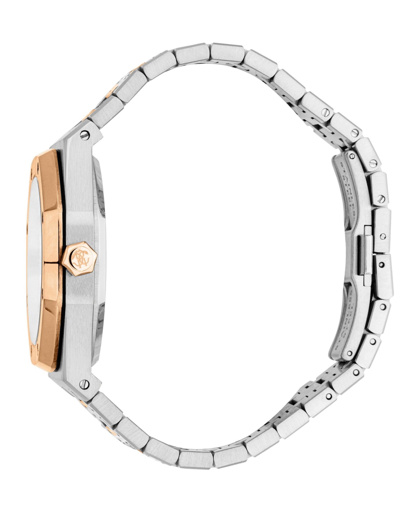 Мужские часы Roberto Cavalli Quartz Two-Tone Stainless Steel Bracelet Watch, 42mm, цвет: Серебряный — фото 3