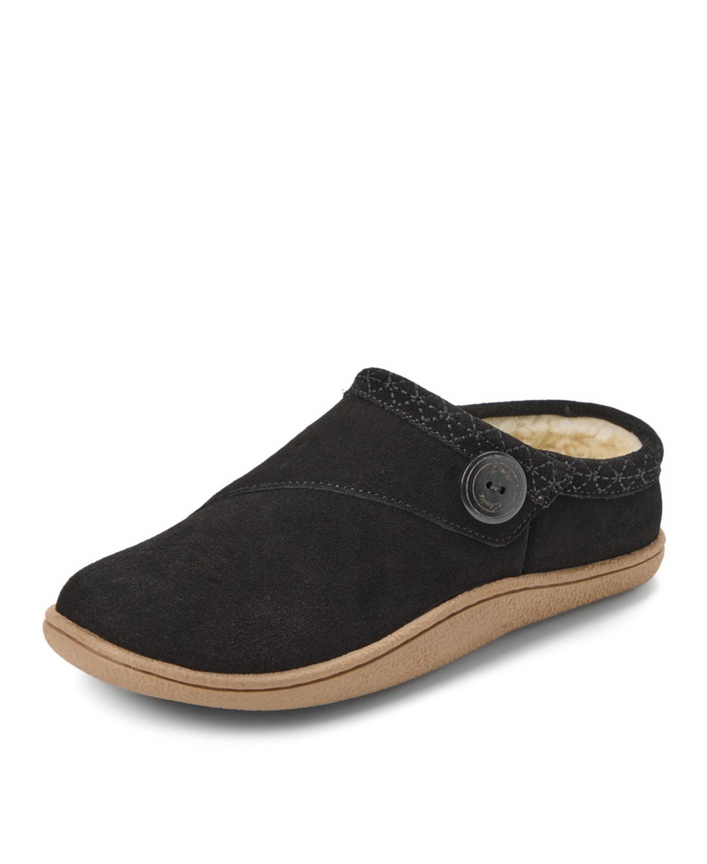 Женские сабо Clarks Embroidered Round-Toe Suede Clog Slippers, цвет: Чёрный — фото 8