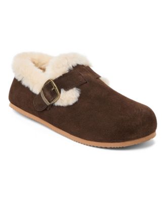 Women's Genuine Cow Suede Buckle Closed Back Slippers