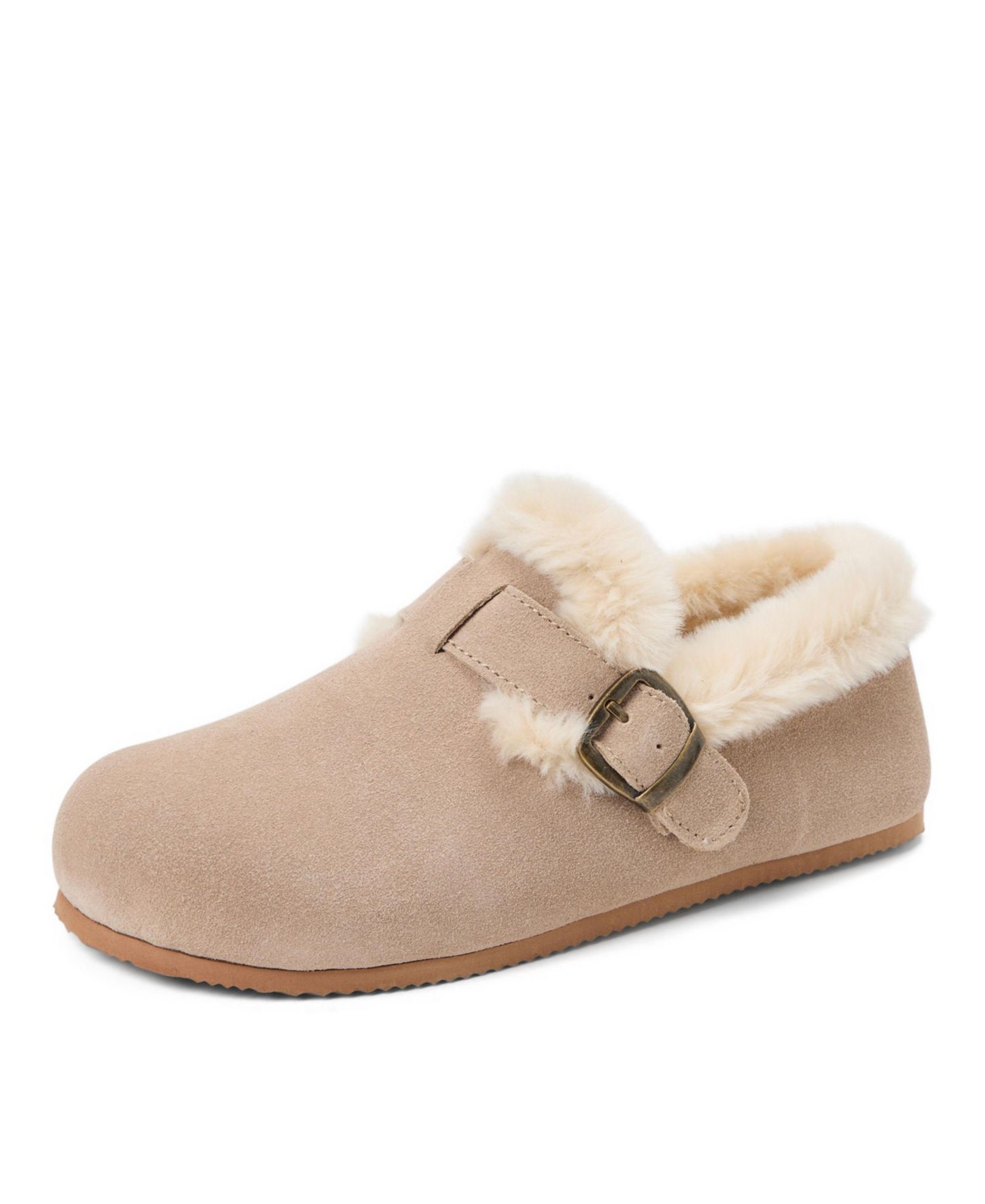 Женские тапочки Clarks Genuine Cow Suede Buckle Closed Back Slippers, цвет: Серо-коричневый — фото 8