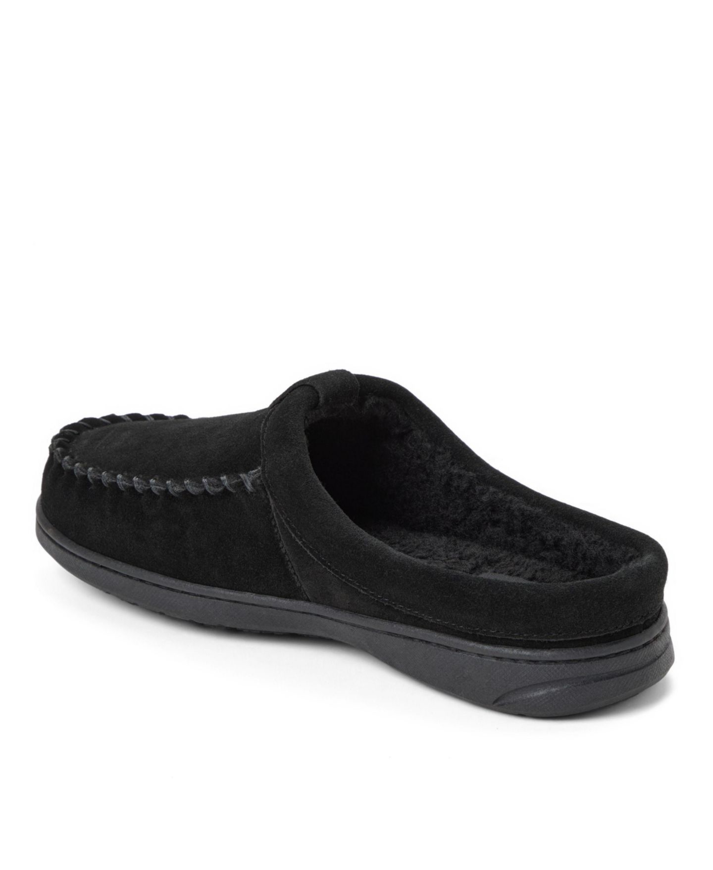 Мужские тапочки Clarks Cow Suede Memory Foam Moc Toe Slippers, цвет: Чёрный — фото 6