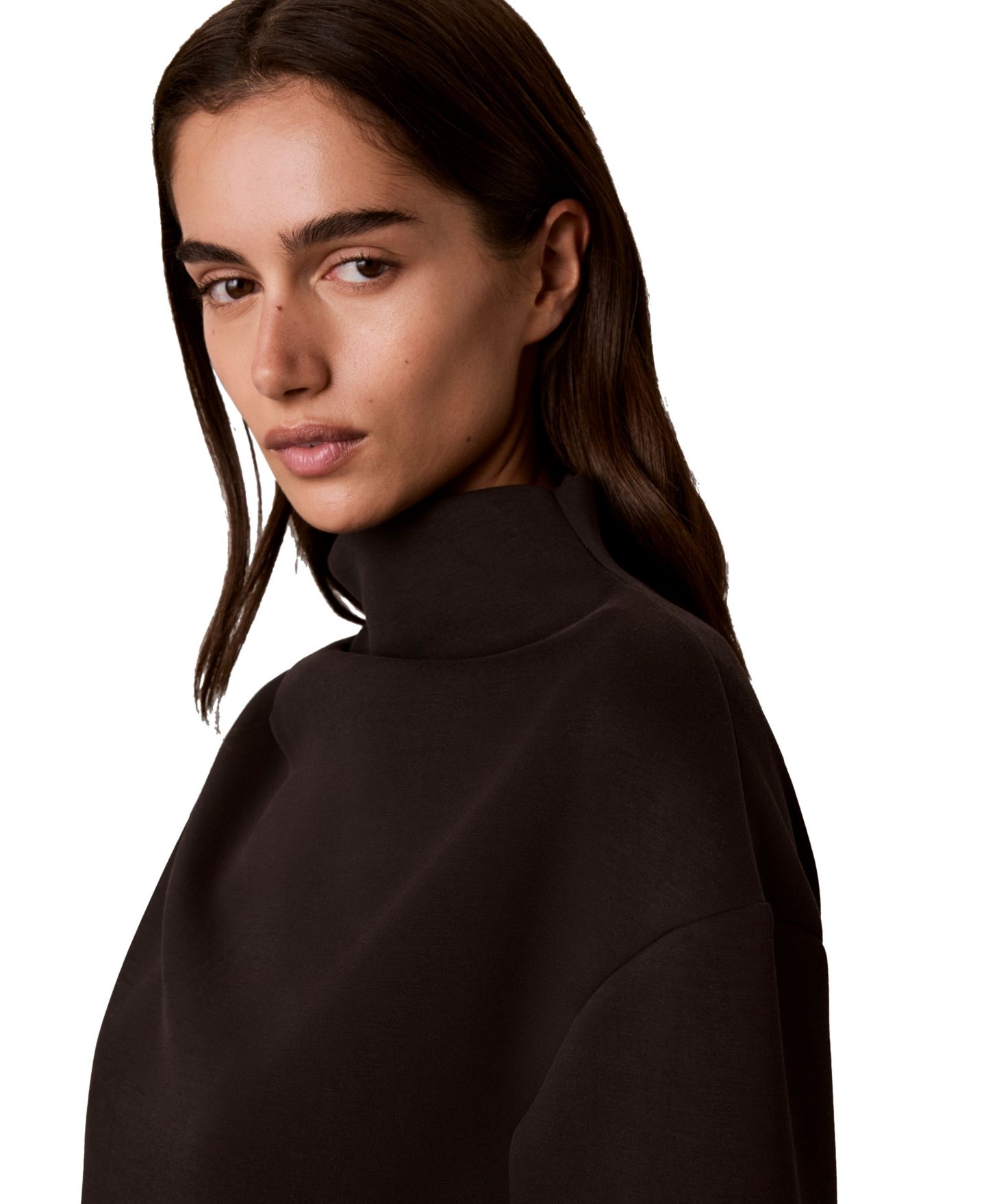 Женский свитер Calvin Klein Mock Neck Long-Sleeve Pullover Top, цвет: Чёрный — фото 6