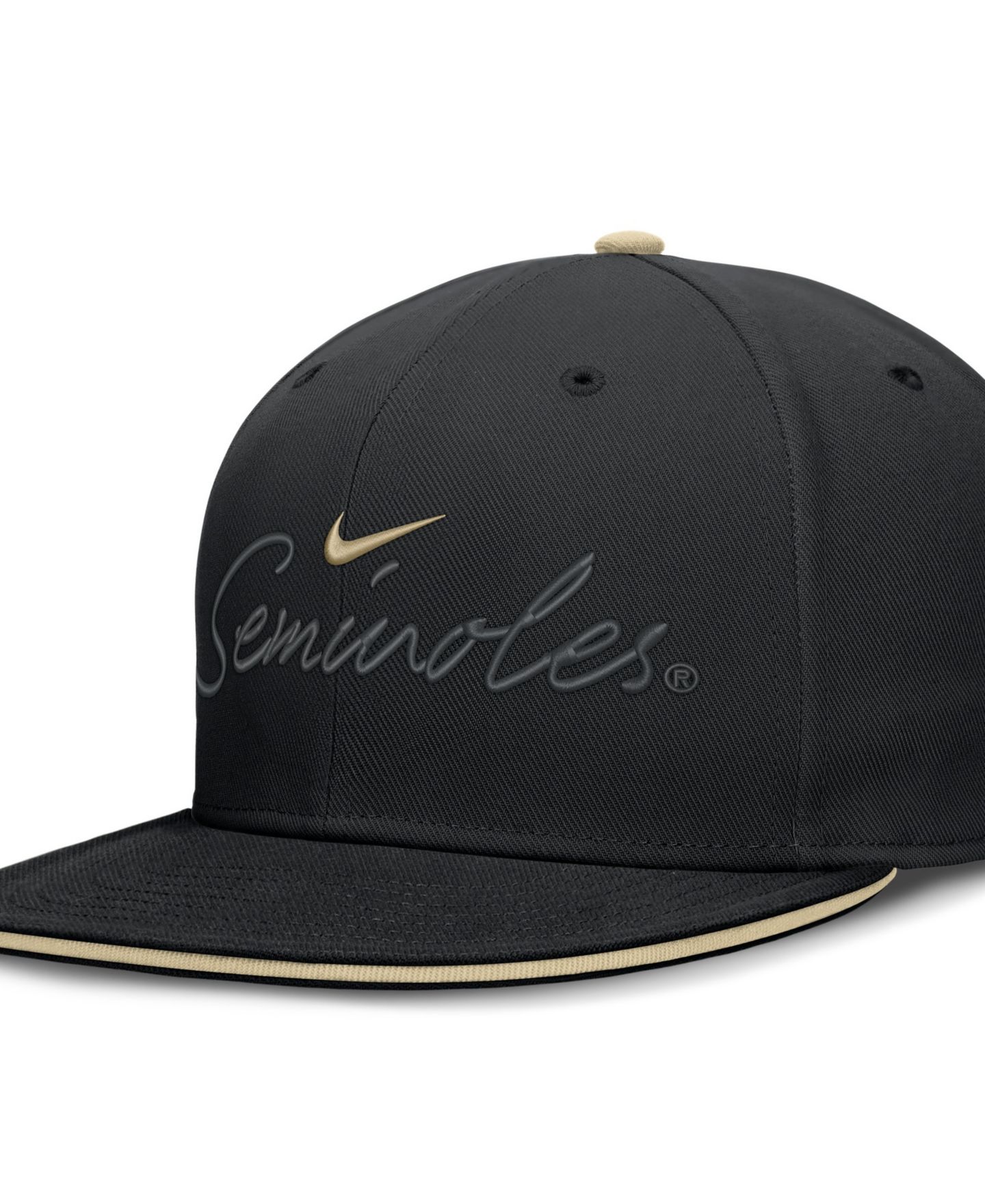 Мужская кепка Nike Black Florida State Seminoles Dri-FIT Primetime Script Fitted Hat — фото 1