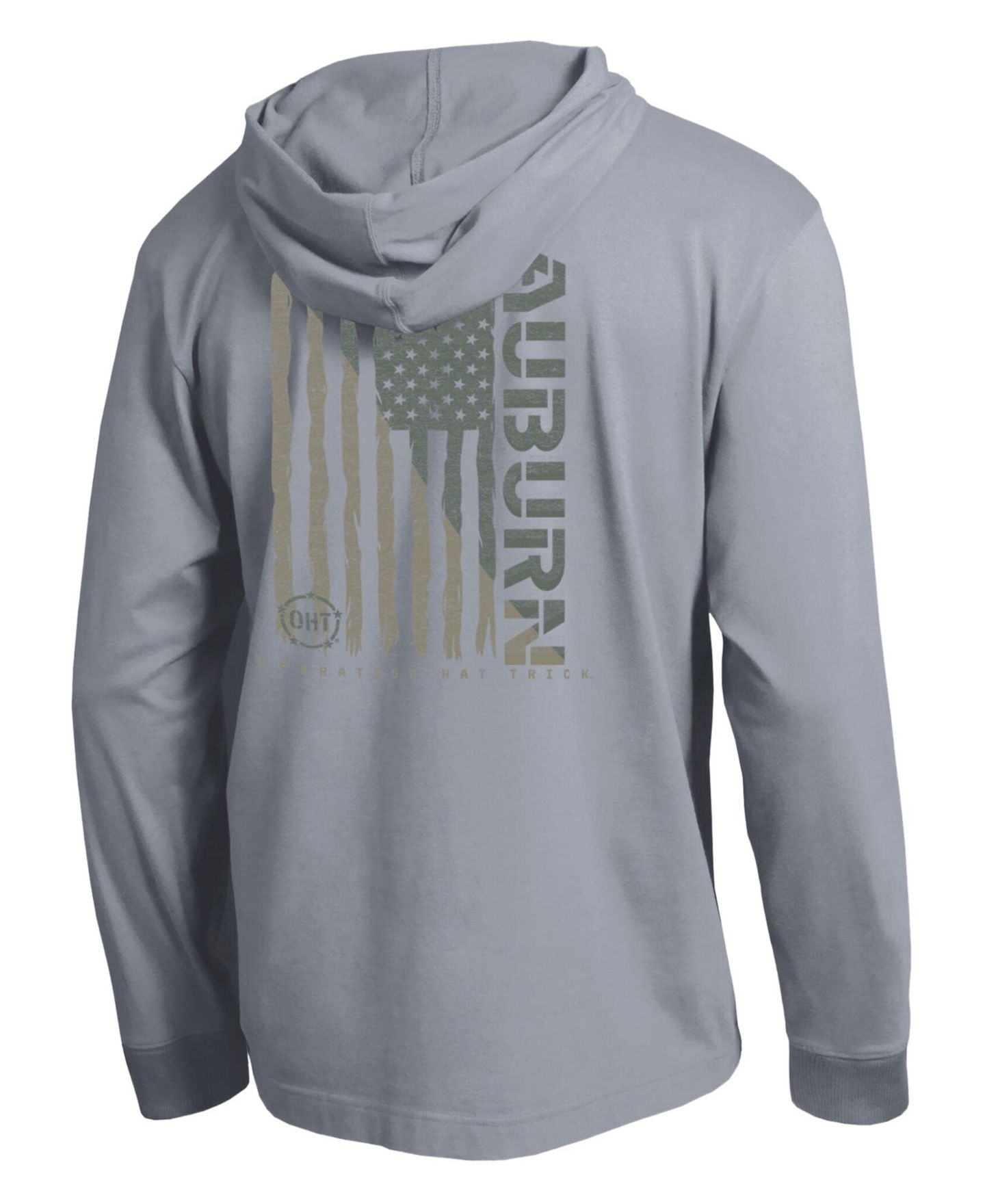 Мужская футболка Champion Heather Gray Auburn Tigers Operation Hat Trick Flag Hooded Long-Sleeves — фото 2