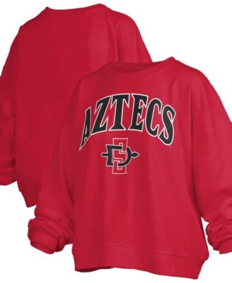 Women's Cardinal San Diego State Aztecs Oversized Janise Arch Over Logo Fleece Sweatshirt