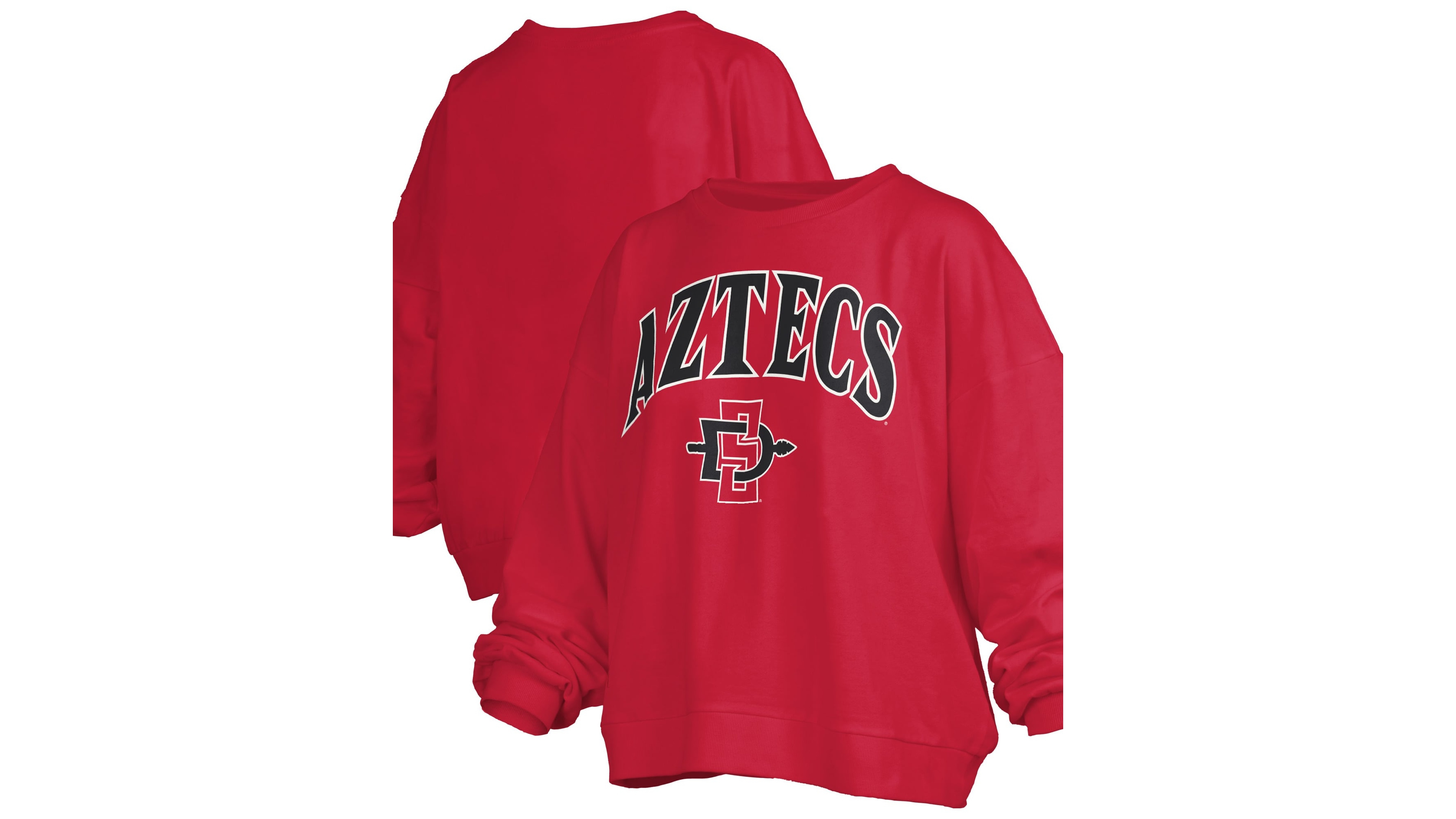 Pressbox Women's Cardinal San Diego State Aztecs Oversized Janise Arch Over Logo Fleece Sweatshirt