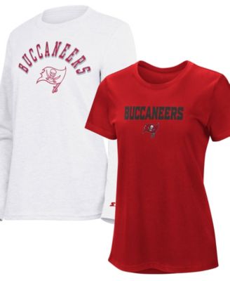 Women's Red/Ash Tampa Bay Buccaneers Short-Sleeves Long-Sleeves Combo Pack T-Shirt