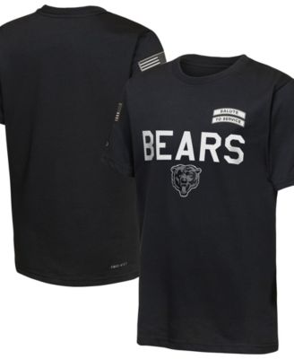 Big Boys' and Girls' Black Chicago Bears 2026 Salute to Service Sideline Dri-FIT T-Shirt