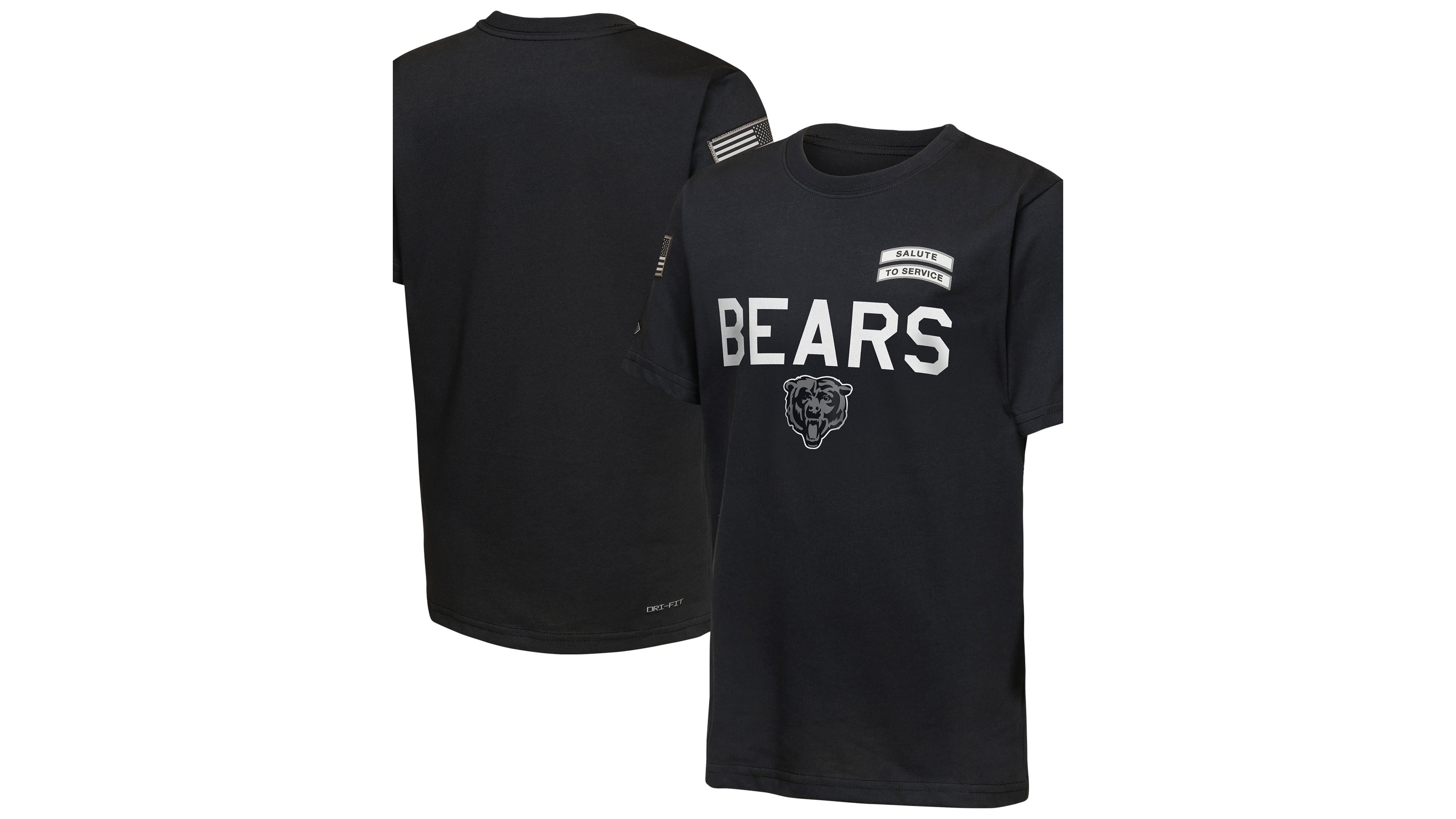 Nike Big Boys' and Girls' Black Chicago Bears 2026 Salute to Service Sideline Dri-fit T-Shirt